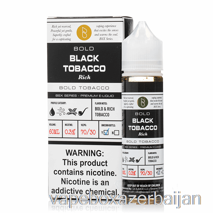 E-Juice Vape Black Tobacco - BSX Series - 60mL 6mg